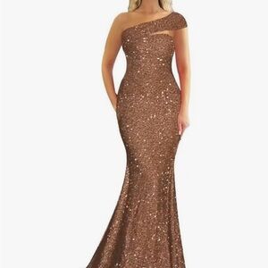 Glamorous One-Shoulder Sequin Gown